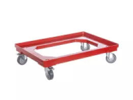Pallet Cart 2 Swivel Casters + 2 Locking Casters 75 mm Polyurethane 610 x 410 x 120 mm RED, BLUE