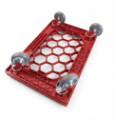 PLASTIC CART WITH GRID AND RUBBER WHEELS DIMENSION 620 X 420 X 150 MM RED(2)2