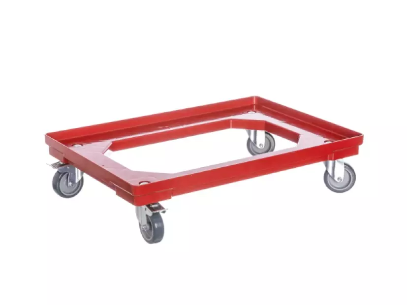 Pallet Cart 2 Swivel Casters + 2 Locking Casters 75 mm Polyurethane 610 x 410 x 120 mm RED, BLUE