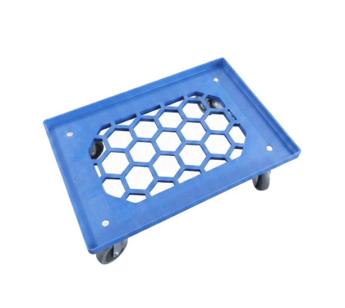 PLASTIC CART WITH GRID AND RUBBER WHEELS DIMENSION 620 X 420 X 150 MM BLUE