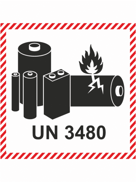 ADR SELF-ADHESIVE STICKER - MARK FOR LITHIUM-ION BATTERIES (10 X 10CM) - UN 3480 MARK. 293480100
