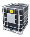 IBC container 1000 L second-grade frame refurbished metal pallet 150/80 mm coarse thread black(2)2