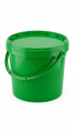 PP bucket, 9.5 L, round, green, with a green plastic handle and a lid with a safety lock