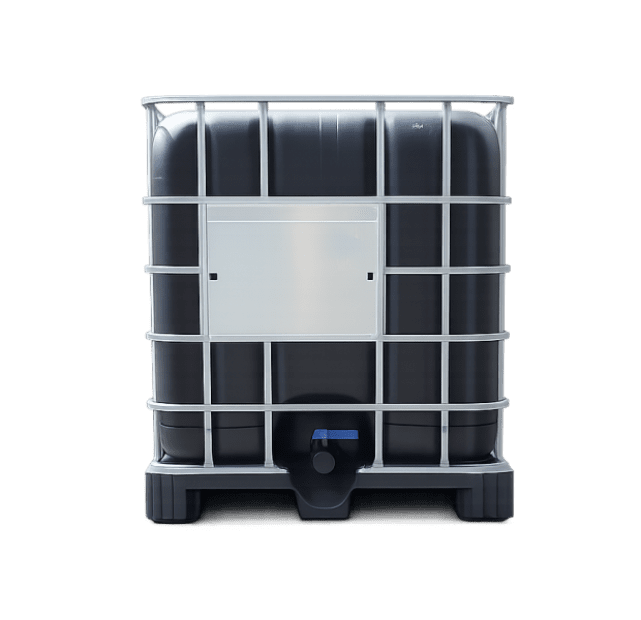 IBC CONTAINER 1000L MAS 225/50 REKO BLACK CONTAINER PLASTIC PALLET EXCHANGEABLE FLAP VALVE DN50