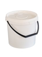 PP BOTTLE, 5 L ROUND, WHITE / WHITE, PLASTIC LEAD, INCLUDING LID (600KS / PALLET)