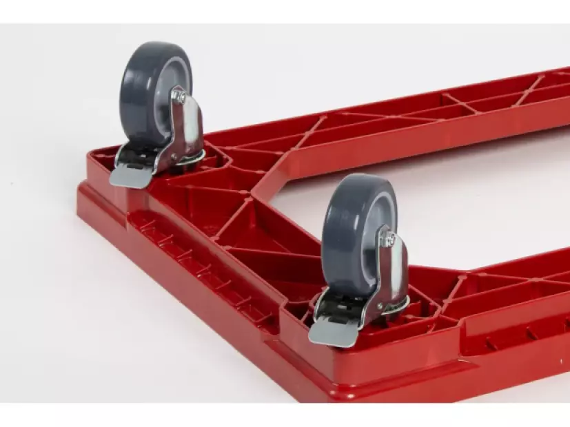 Pallet Cart 2 Swivel Casters + 2 Locking Casters 75 mm Polyurethane 610 x 410 x 120 mm RED, BLUE(3)