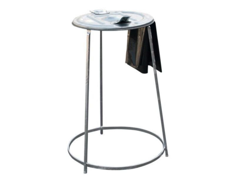 Bag rack with a metal lid