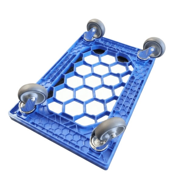 PLASTIC CART WITH GRID AND RUBBER WHEELS DIMENSION 620 X 420 X 150 MM BLUE(2)