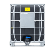 IBC container 1000 L second-grade frame refurbished metal pallet 150/80 mm coarse thread black