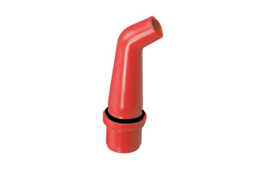 POURING TUBE FOR CANISTERS, red with a rubber ring