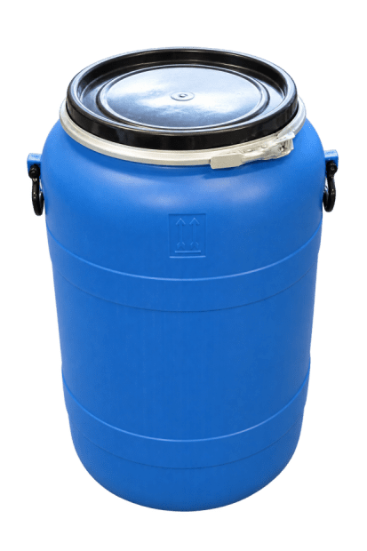 PE drum 90-liter, used, removable lid + lever-type closure with Teflon-coated handle inside(2)