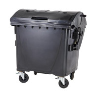 PLASTIC CONTAINER 1100 L WASTE TANK BLACK WITH FLAT LID