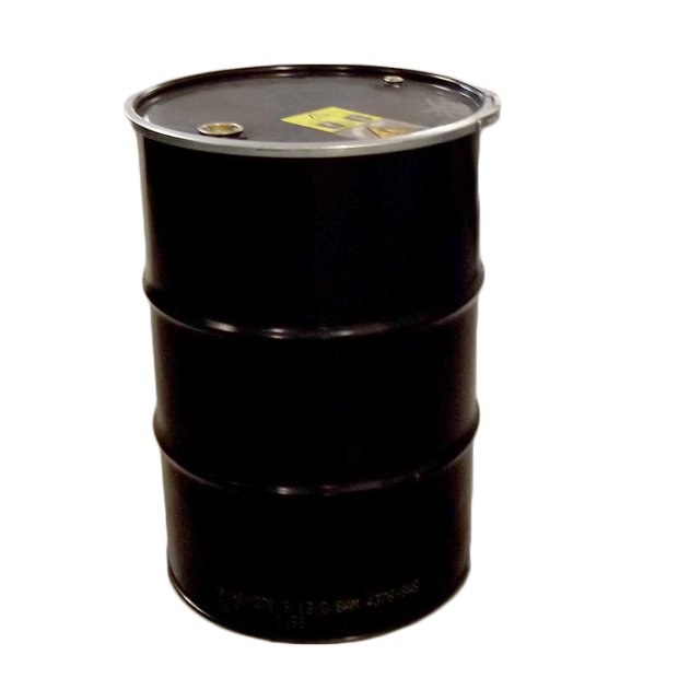 200 L METAL DRUM, USED, PAINTED INSIDE AND OUT, REMOVABLE LID + PLUG LEVER CLOSURE