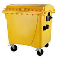 PLASTIC CONTAINER 1100 L WASTE CONTAINER YELLOW WITH FLAT LID
