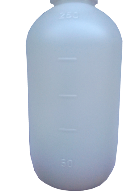 303-770067 HDPE BOTTLE 250 ML NATUR WITH LEVELS NON-CALIBRATE ROUND