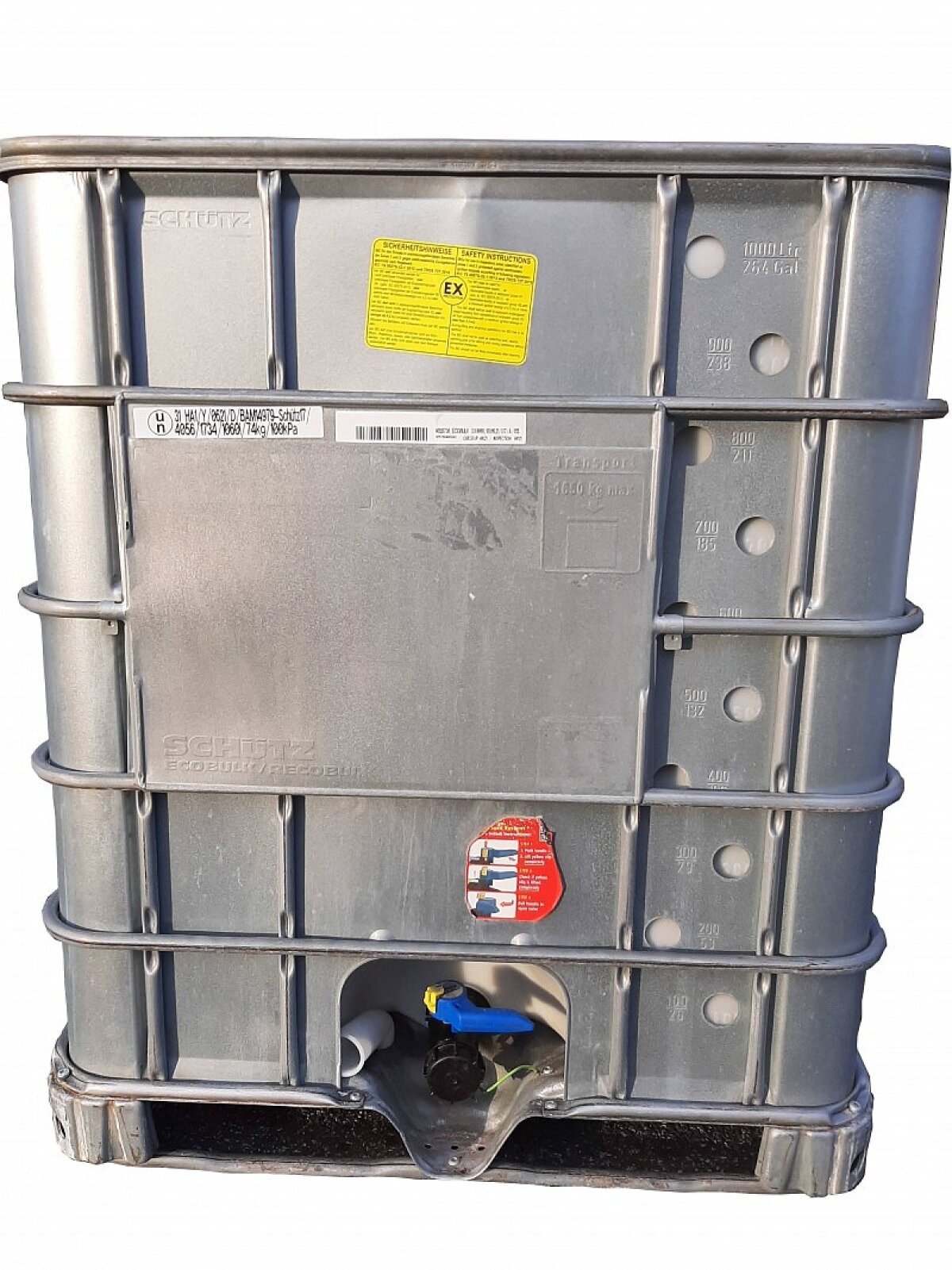 SCHÜTZ 1000 L IBC CONTAINER, REASONED / ENDED, ANTISTATIC EX WITH 