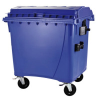 PLASTIC CONTAINER 1100 L WASTE CONTAINER BLUE WITH FLAT LID