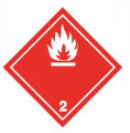 ADR SELF-ADHESIVE STICKER - CLASS 2.1 FLAMMABLE GASES NO. 2 - WHITE FLAME (10 x 10 CM) LABEL 29002