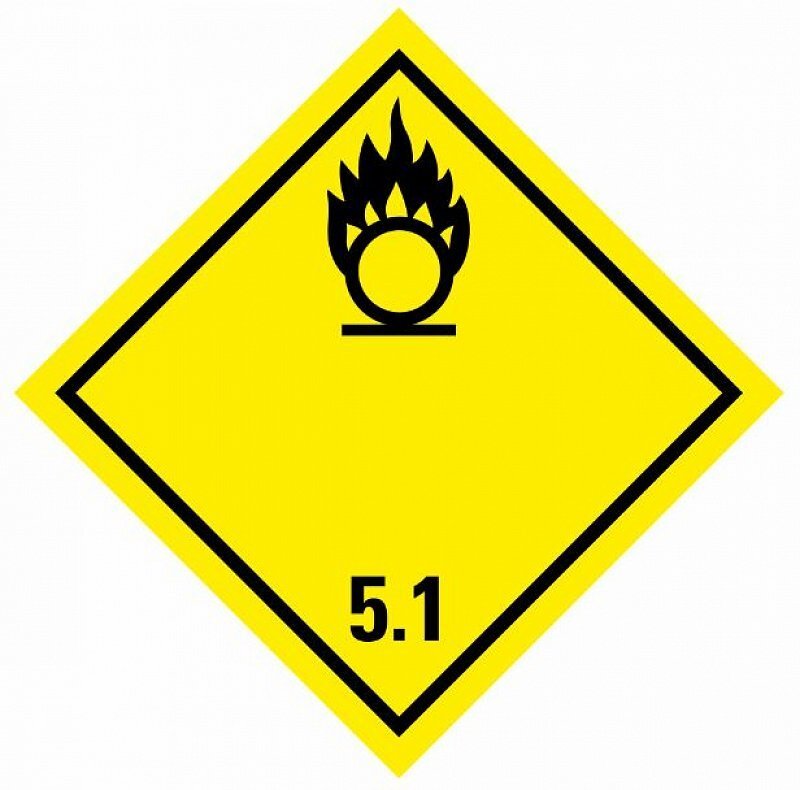 ADR SELF-ADHESIVE STICKER - CLASS 5.1 FLAMMABLE PROMOTING SUBSTANCES (10 x 10 CM) LABEL 29005