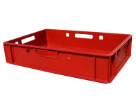 PLASTIC MEAT AND POULTRY BOX 600 x 400 x 125 MM, RED, E-1 TYPE