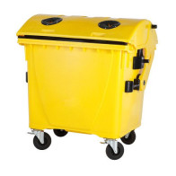 PLASTIC CONTAINER 1100 L WASTE TANK ROUND LID Lid in lid YELLOW PLASTIC