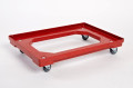 PLASTIC TROLLEY WITH POLYURETHANE WHEELS ABOUT DIAMETER 50 MM, DIM. 610 X 410 X 95 MM RED, 120KG CAPACITY(3)3