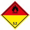ADR SELF-ADHESIVE STICKER - CLASS 5.2 ORGANIC PEROXIDES - BLACK FLAME (10 x 10 CM) LABEL 290052