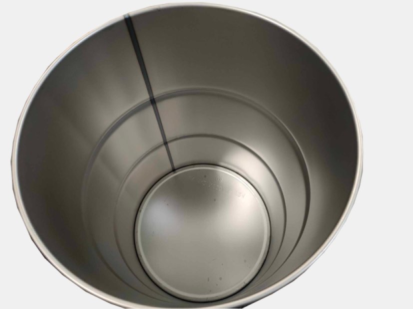 METAL DRUM 60L RAL5010/UNPAINTED 0.6/0.5/0.5MM UNX100.4/S OV+LEVER 365/395x580 HANDLES ON THE SIDE(2)