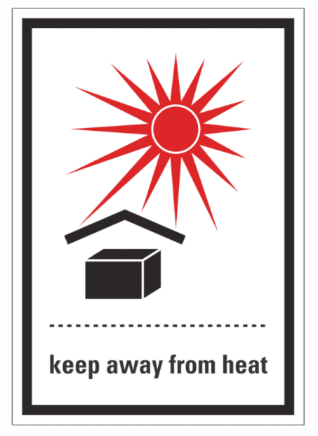 IATA STICKER - KEEP AWAY FROM HEAT (10.5 X 7.4CM) LABEL 29023
